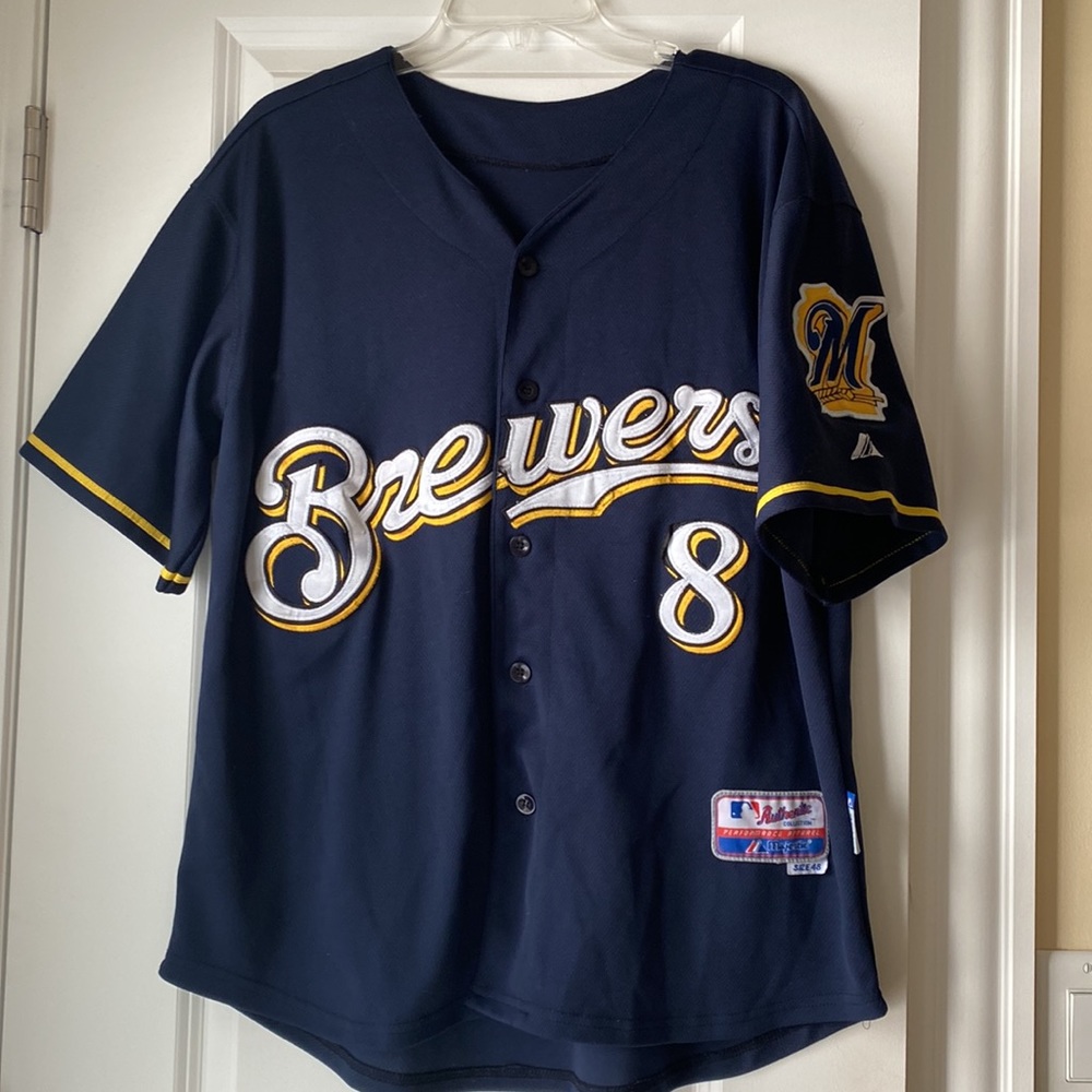 Milwaukee Brewers MLB 8 Braun cool base jersey